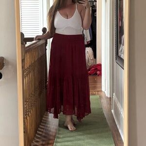 American eagle red maxi midi skirt